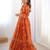 Orange floral printed georgette fully stitched flared anarkali gown