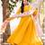 Yellow floral printed georgette fully stitched flared anarkali gown with dupatta