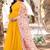 Yellow floral printed georgette fully stitched flared anarkali gown with dupatta