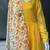 Yellow floral printed georgette fully stitched flared anarkali gown with dupatta