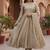 Beige embroidered vichitra silk fully stitched anarkali suit set with dupatta & straight pant