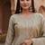 Beige embroidered vichitra silk fully stitched anarkali suit set with dupatta & straight pant
