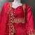 Red embroidered vichitra silk fully stitched lehenga set with dupatta