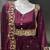 Wine embroidered vichitra silk fully stitched lehenga set with dupatta