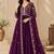 Purple Embroidered Pure Georgette Straight Suit with Organza Dupatta Cut Work Ethnic Wear