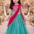 Turquoise blue embroidered thread work ready to wear lehenega choli with dupatta for girls