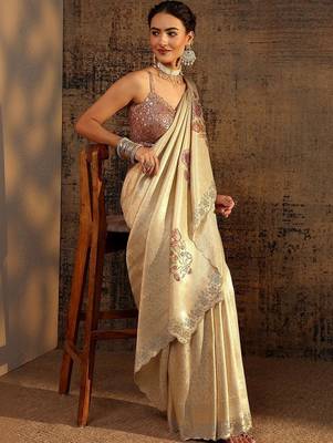 Woven Design Embroidered Silk Blend Saree 1