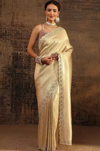 Woven Design Embroidered Silk Blend Saree