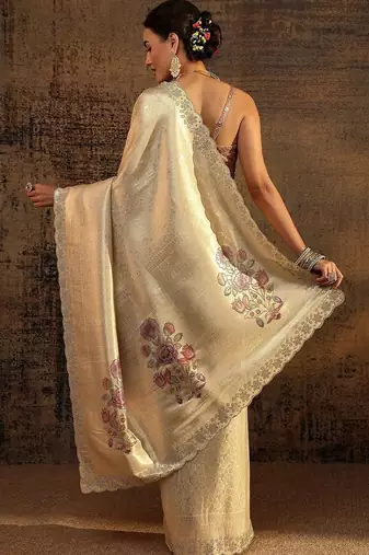 Woven Design Embroidered Silk Blend Saree