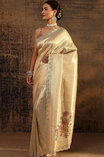 Woven Design Embroidered Silk Blend Saree