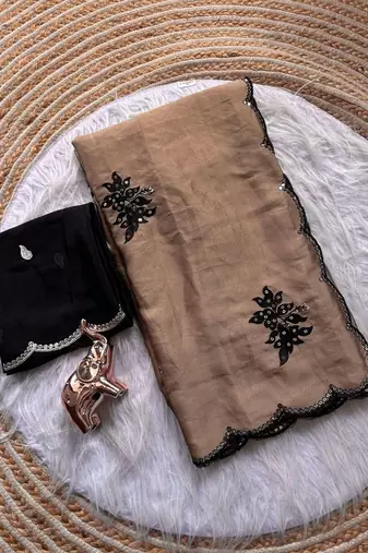 Floral Sequinned Art Silk Saree