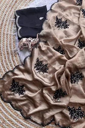 Floral Sequinned Art Silk Saree