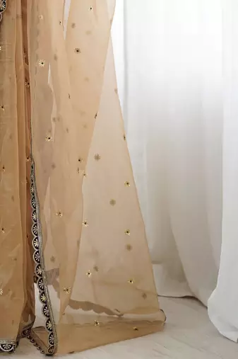 Floral Embroidered Sequinned Net Heavy Work Sarees