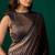 Striped Beads and Stones Organza Saree