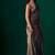 Striped Beads and Stones Organza Saree