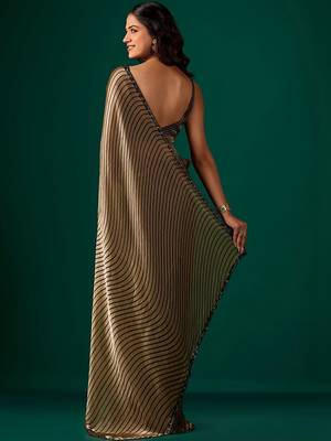 Striped Beads and Stones Organza Saree 6