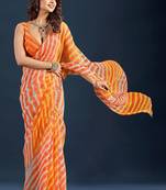 Multicolor Leheriya Printed Chiffon Saree with blouse 