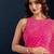 pink Leheriya Beads and Stones work Chiffon Saree with blouse 