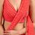 Red Leheriya Beads and Stones work Chiffon Saree with blouse
