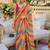 multicolor Striped Georgette Leheriya Saree with blouse