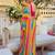 multicolor Striped Georgette Leheriya Saree with blouse