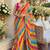 multicolor Striped Georgette Leheriya Saree with blouse
