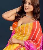 Multicolor Leheriya Zari Chiffon Saree with blouse