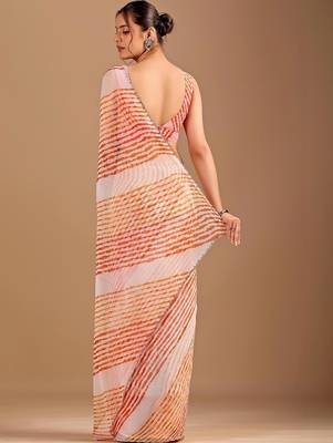 multicolour Leheriya Beads and Stones work Chiffon Saree with blouse 5