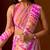 multicolor leheriya print Beads and Stones work Chiffon Saree with blouse 
