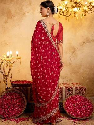 Bandhani Embroidered Georgette Saree with blouse  3