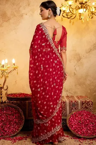 Bandhani Embroidered Georgette Saree with blouse 