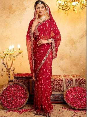 Bandhani Embroidered Georgette Saree with blouse  4