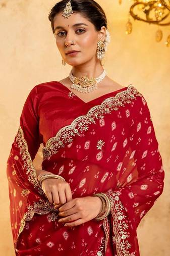 Bandhani Embroidered Georgette Saree with blouse 