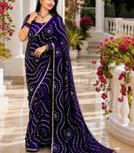 Bandhani Embroidered Satin Saree with blouse