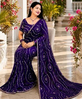 Bandhani Embroidered Satin Saree with blouse 2