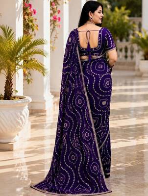 Bandhani Embroidered Satin Saree with blouse 3
