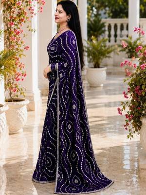 Bandhani Embroidered Satin Saree with blouse 4