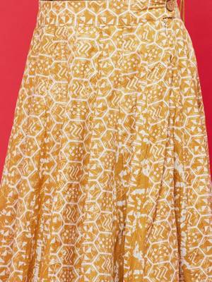 Mustard printed ready to wear lehenega choli for girls 4