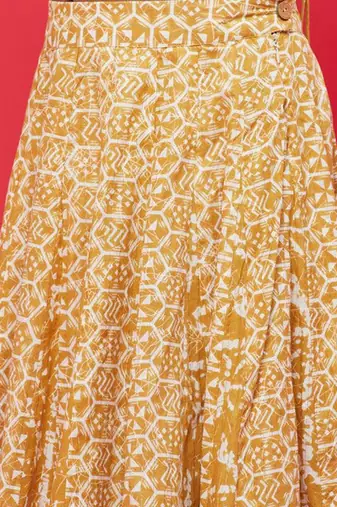 Mustard printed ready to wear lehenega choli for girls