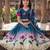 Teal printed ready to wear lehenega choli with dupatta for girls