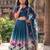 Teal printed ready to wear lehenega choli with dupatta for girls