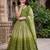 Olive printed ready to wear lehenega choli with dupatta for girls
