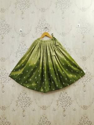 Olive printed ready to wear lehenega choli with dupatta for girls 4