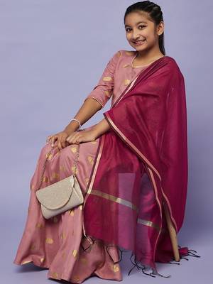 Mauve printed foil print ready to wear lehenega choli with dupatta for girls 1