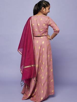 Mauve printed foil print ready to wear lehenega choli with dupatta for girls 2