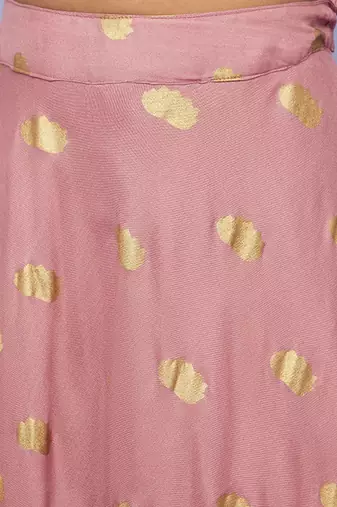 Mauve printed foil print ready to wear lehenega choli with dupatta for girls