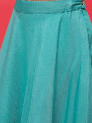 Sea green silk blend ready to wear lehenega choli with dupatta for girls 4