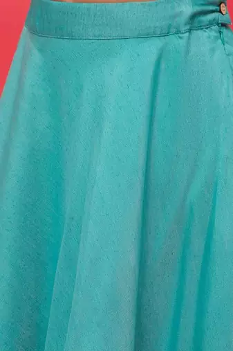 Sea green silk blend ready to wear lehenega choli with dupatta for girls