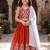 Rust embroidered beads and stones ready to wear lehenega choli with dupatta for girls
