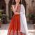 Rust embroidered beads and stones ready to wear lehenega choli with dupatta for girls